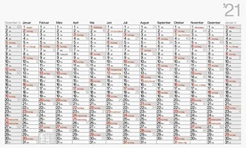 rido/idé 7033670001 Jahreskalender/Wandkalender, 2021, Modell Office II, 1 Seite = 14 Monate, 114 x 68,5 cm