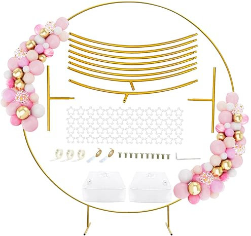 PILIN Riesiges Rundes Goldmetall-Ballonbogen-Kit Abnehmbar Leicht zu Tragen und Wiederverwendbar Beste Dekoration für Party-Events(2.2M GOLD)