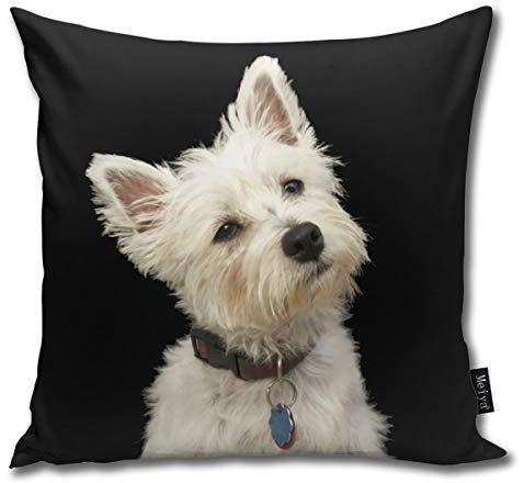 unifun Westie West Highland Terrier mit Kragen, dekorativer Kissenbezug für Wohnzimmer, Schlafzimmer, Auto, 45,7 x 45,7 cm