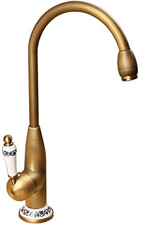 WRISCG Grifo Cocina Cocina Fregadero rotación de 360 ° Porcelana Antigua Azul y Blanca Vintage Frío Caliente Grifo de Cuenca Fregadero latón Grifería Cocina y Fregadero