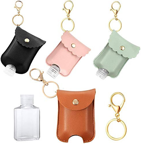 4 pièces 60ML Portable Squeeze Bouteille Vide en Cuir,Conteneur Cosmétique Vide, Porte-clés Portable, Utilisé pour l'escalade, Les Voyages, Les Activités de Plein Air, L'école,4 Couleurs