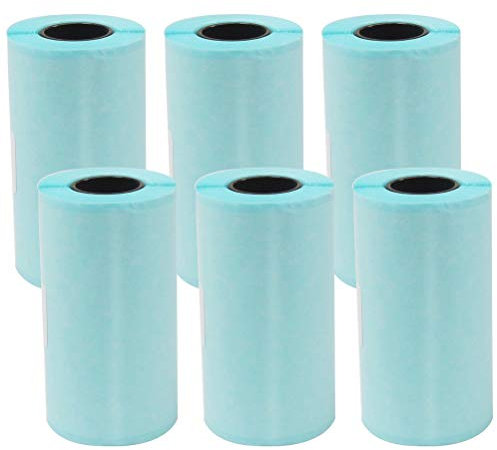 kuou 6Pcs Sticker Thermal Paper,57 X 30mm Direct Thermal Paper Self-Adhesive Machine Paper Roll for Portable Pocket Thermal Printer Mini Printer