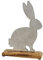 Hase aus Aluguss auf Mango Holz Sockel - Aufsteller Dekohase Osterhase Osterei 18x27x5cm