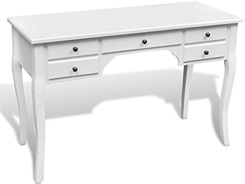 MUSEVANE Französischer Holz-Schreibtisch mit geschwungenen Beinen 5 Schubladen