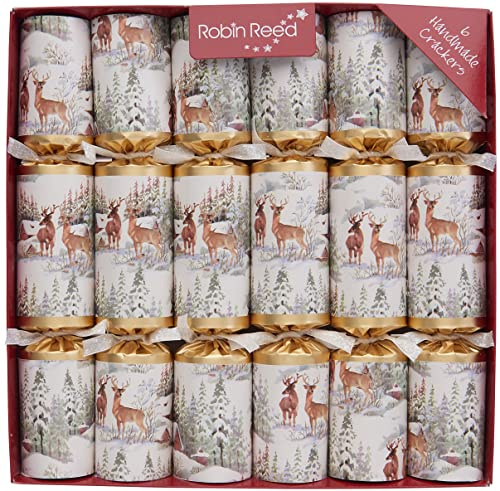 Robin Reed 6 x 12 inch (30cm) Handmade Christmas Crackers FOREST DEER - 62115, Gold