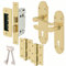 EAI Shaped Victorian Scroll Door Handles - Mortice Lock Pack - Brass Finish - 170mm, Polished Brass