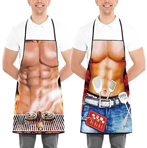 Lustige Schürzen für Männer, Frauen, Grillküche, Koch, Kochschürzen, Weihnachten, Geburtstag, Geschenk für Ehemann, Ehefrau, Vater, Mutter und Freunde, Weiß - Schürzen Vorteilspack 4, Medium