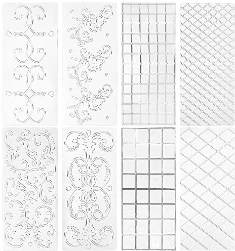 Heveer Torten Fondant Matte Prägematte Strukturmatte Transparente Gitter Muster Spitzemuster für Tortendeko 30.5x16cm 8 Stück