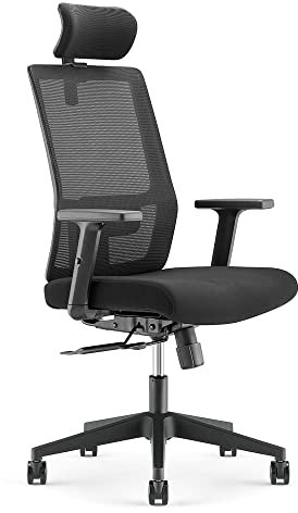 Waytex Chaise de Bureau Confort Noir Fauteuil de Bureau Dossier Hauteur réglable, Soutien Lombaire, Appui-tête et Accoudoirs réglables Profondeur d’Assise, Siège de Bureau basculant Synchrone
