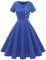 Wedtrend Cocktailkleider Kleider Damen mit Kragen Hochzeitskleid Gast Kleid Damen Blau Elegant WTP20007 RoyalBlueSmallWhiteDot M