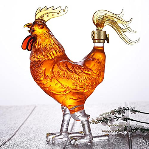 ACGrade Whiskey Decanter, Rooster Whisky Decanter Bottle, Crystal Wine Decanter, for Liquor, Whiskey, Vodka, Scotch, Rum, Tequila, Wine(1000ml/34oz)