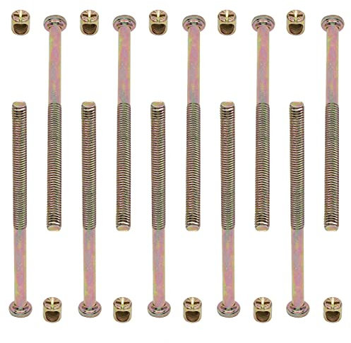 M6 x 100 mm Vis de lit superposé, douille hexagonale d'entraînement pour meubles, ensemble d'écrous de tonneau pour tête de lit, cadre de lit, meubles (plaqué zinc)