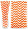 Pailles en papier extra-longues de 26,0 cm, 100 pailles, 0,6 cm de diamètre, orange/rayures blanches - Pailles hautes biodégradables