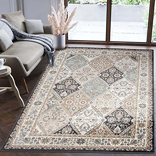 Mazovia Orientalisch Teppich - Traditioneller Teppich für Wohnzimmer, Esszimmer - Orient Teppiche Ornament - ÖKO-TEX Wohnzimmerteppich Grau - 80 x 150 cm