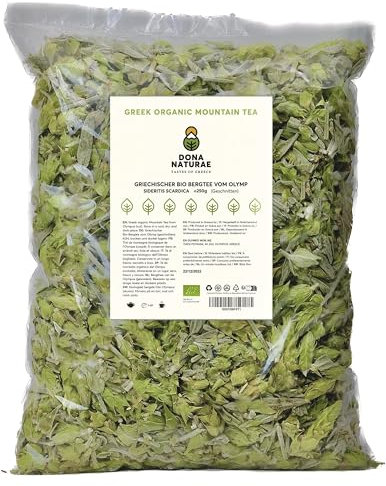 DONA NATURAE | Griechischer BIO BERGTEE vom OLYMP (250g) | Sideritis Scardica | Geschnitten | Kosteneffiziente Verpackung