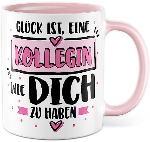 Tasse Kollegin Geschenk, Glück ist, eine Kollegin wie dich zu haben Geschenk Büro Geschenkidee Kaffeetasse mit Spruch Kaffee-Becher Geburtstag Abschied Arbeit (Kollegin)