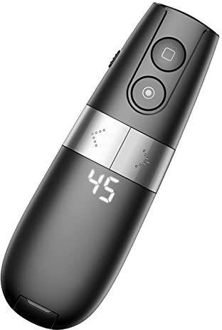 Clicker remoto inalámbrico, PowerPointer PPT con foco/lupa/puntero de presentación digital, control remoto de presentación portátil con temporizador de mouse y receptor USB para reuniones de oficina e