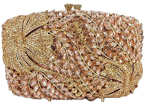 Boutique De FGG Mini sacs de soirée en forme de fleur avec strass, Or rose, Mini
