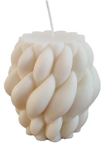 kerzenschule - Handgemachte Tropfkerzen aus Rapswachs „Groß“ (8,5x8,5cm) Deko Kerzen in Weiß - Tropfkerze Knoten Kerze handgefertigt mit Baumwolldocht - Tropfenkerzen ohne Palmöl & Schadstoffe (300g)