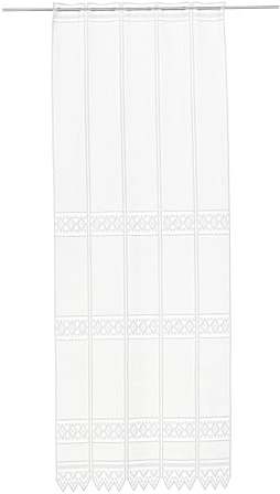 Gardinen Kranzusch Scheibengardine Jacquard grafisch 180x325 cm H/B Weiß Bistrogardine Vorhang Küche 1er Pack