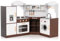 COSTWAY Eck Spielküche, Kinderküche mit Licht & Sound, Kinderspielküche mit Spüle, Eismaschine, Backofen, Kochgeschirr, Holzküche Spielzeugküche für Kinder ab 3 Jahren (Braun)