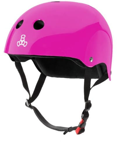 Triple Eight The Certified Sweatsaver Helmet for Skateboarding, BMX, and Roller Skating, Pink Glossy, S/M