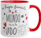 Taza de Cerámica Con Frase Mi lugar favorito en el mundo es a tu lado fondo y asa roja 11oz (350ml). San Valentín. Navidad. Amor. Novio. Novia. Regalo.