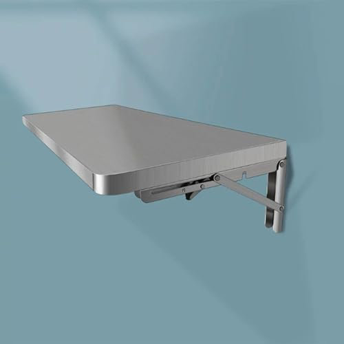 Wäsche Klapptisch wandmontierter Klapptisch wandtisch klappbar,Hergestellt aus hochwertigem Edelstahl 304, glatte Oberfläche, Stützrahmen unten, Design mit abgerundeten Ecken(Size:120*30*3cm)