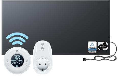 BR Bringer Infrarotheizung 1000 Watt - mit Thermostat und Fernbedienung - Infrarot Elektroheizung Energiesparend - 5 Jahre Garantie, TÜV GS - Deutsche Qualitätsmarke (schwarz)