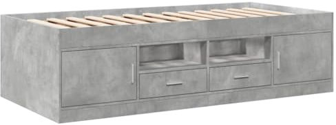 vidaXL Tagesbett mit Schubladen, Gästebett mit Stauraum Sperrholzlatten, Sofabett für Wohnzimmer Schlafzimmer, Bett, Modern, Betongrau 75x190cm Holzwerkstoff