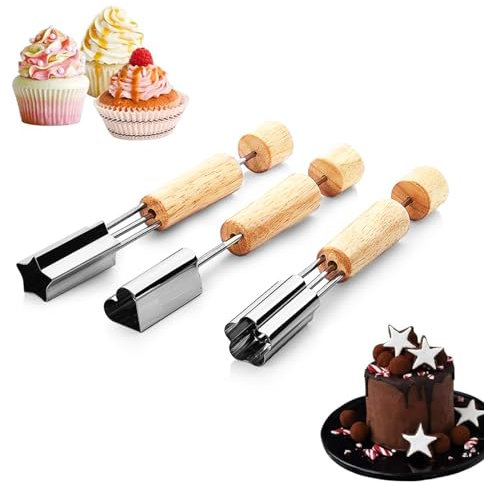 JLEivvi 3 PCS Cupcake Corer Professional Cupcake Filler Tool Cupcake Hole Cutter Stainless Steel Cake Digging Holes Device for DIY Baking Confectionery Muffin Cake Filling