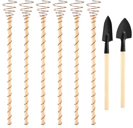 6pcs Electroculture Plant Stakes with 2 Garden Shovels, 11.5 Inch Copper Garden Stakes Copper Coil Gardening Antenna High Yield Electro Culture Antenna for Plants Fruits Vegetables Growth