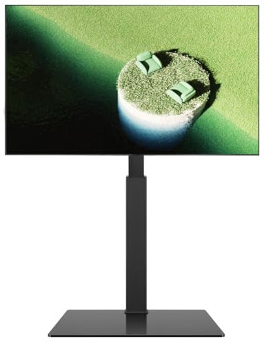 FURWOO Boden-TV-Ständer für Wohnzimmer, Konferenzraum, mit Sockel aus gehärtetem Glas, max. 400 x 400 mm