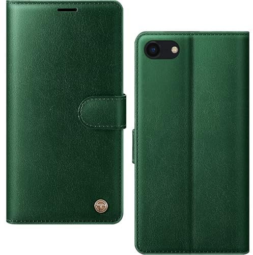 AIMOYU for iPhone SE 2020/2022, iPhone 7/8 Case, Flip Wallet Leather Phone Case with [4 Card Slots] [RFID Blocking] Magnetic Protective Shockproof Cover for iPhone SE/ 7/8 - Green