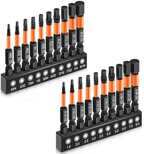 Xeiophoy Premium 20PCS CNC Machined Drill Bit Set, Metric & SAE Hex Set (1/4 Hex Shank S2 Alloy Steel), 2 Long with Storage Box