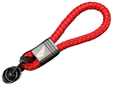 MedgAs for CBR 125R 954 600 F4i 650F 650R 1100XX 1000F CBR 600RR 1000RR Motorrad Handgewebter Leder-Schlüsselanhänger aus Metall(Red)