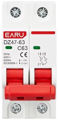 Diferencial Auto Rearmable Disyuntor MCB tipo C de 2 polos CA 230/400 V, protección contra sobrecargas y cortocircuitos, interruptor principal for hogares pequeños Diferencial Auto Rearmable(50A)