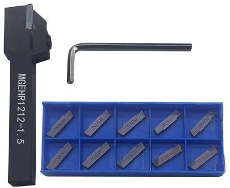 Hunricho 13-teiliger Drehmaschinen-Stechwerkzeughalter, Stech-Abstechwerkzeughalter MGEHR1212-1.5 mit 11-teiligen MGMN150-G Wendeschneidplatten aus Hartmetall zum Stechdrehen (MGEHR1212-1,5+MGMN150)