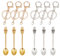 NICENEEDED 6 Pcs Mini Shovel Spoons, Crown Teaspoon Pendant Key Ring, Mini Pendant Spoon Small Powder Spoons Tiny Spoon Keychain Tableware Charm Pendant Loop for DIY Craft Jewelry Making Keychain