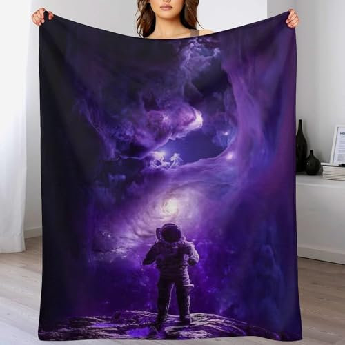 AAPZY Premium Tagesdecke | Bettüberwurf Wohndecke Weiche Flannel Astronaut Decke Sofadecke Mit 3D Muster Vier Jahreszeiten Wohndecke Für Bett/Couch （130×150cm）