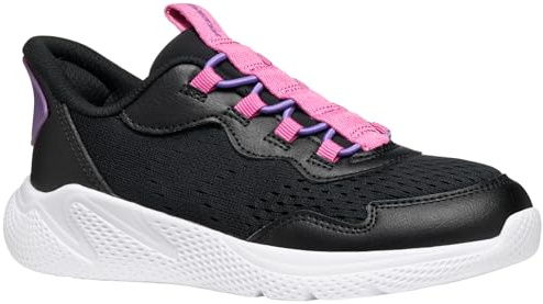 Geox Junior J Sprintye Fast in Girl Sneakers, Black/Fuchsia, 33 EU