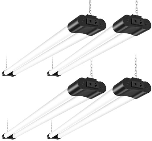Sararoom 115cm Feuchtraumleuchte, 40W 4400LM LED Deckenleuchte Werkstatt Röhre Licht, 6500K Kaltweiß T8 Verknüpfbar Werkstattlampe Leuchtstoffröhre für Küche Büros Garage Warenhaus Keller, 4 Stücke