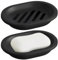 Black Soap Dish with Drip Tray - 2-Pack Plastic Soap Holder for Bathroom Shower & Kitchen, Double Layer Design Prevents Mushy Soap