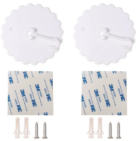 AKSIQIOL 2 pcs Ceiling Hooks for Mosquito Nets, Bed Canopy Hooks with Base Screws & Super Glue, Nail-Free Dome Hooks, Home Bed Accessories