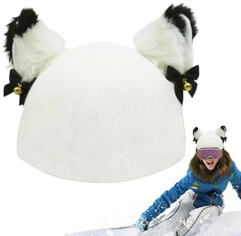 Skihelm-Überzug, Glocken-Katzenohren-Helmwickel, Sport-Helm-Überzug, gestrickter Ski-Kappen-Überzug, elastische Helm-Dekoration für Kinder und Erwachsene, Skateboard, Snowboarden