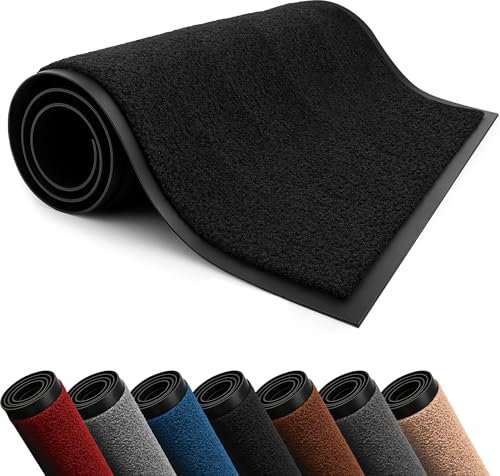 Lexell Door Mats Indoor, Highly Absorbent Washable Doormat, Heavy Duty Non-Slip Rubber Backed Floor Mats for Front & Back Door (Black, 60 cm x 90 cm)