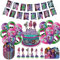 64pcs Monster Theme Party Supplies Monster Invitation Card Monster Girls Tableware Monster Cake Toppers Balloon Banner Monster Theme Party Decoration for Kids Birthday Party