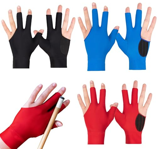 JNYUTEEN 6 Stück Billard Handschuh, 3 Finger Queue Handschuh Snooker Handschuhe, Billardhandschuhe Billiard Pool Cue Glove Billard Zubehör für Frauen Männer Snooker Pool Spiele