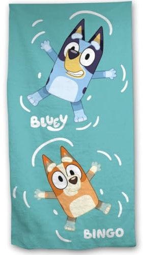 Aymax Bluey & Bingo Kinder Strandtuch 70x140 cm – weiches Mikrofaser Badetuch mit Buntem Design – schnelltrocknend & hautfreundlich – ideal für Strand, Pool, Urlaub oder Bad – 100% Polyester