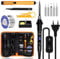 Fer à Souder Set, Electronique De Precision Kit 80W Température Réglable 180-520°C Fer A Souder avec interrupteur ON/OFF, 5 Conseils de soudage, Pompe à Dessouder, Support, Pincettes